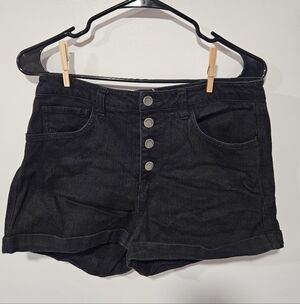 Life in Progress Stylish Black Jean Shorts With Button Fly Women's Size 30